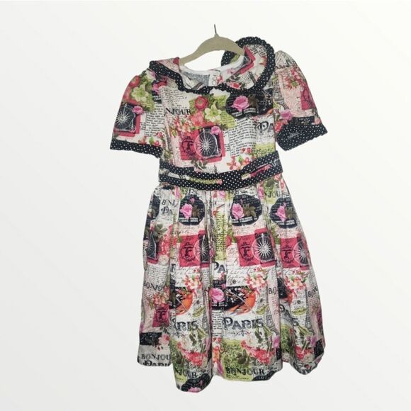 Toddler Handmade Paris themed Embroidered flowy Boho Style 3t - Picture 2 of 10